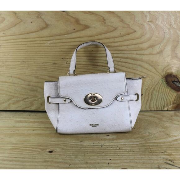 Coach Bag Women White Ostrich Print Blake Flap Carryall No Strap View Photos - Picture 1 of 16